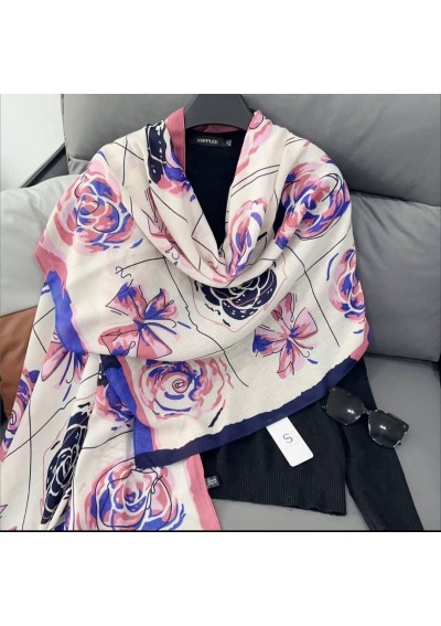 Szal beżowo-różowy z...