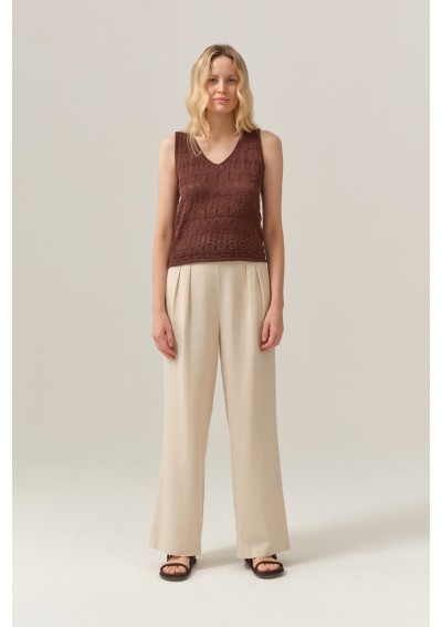 Top ażurowy brązowy FERIA...