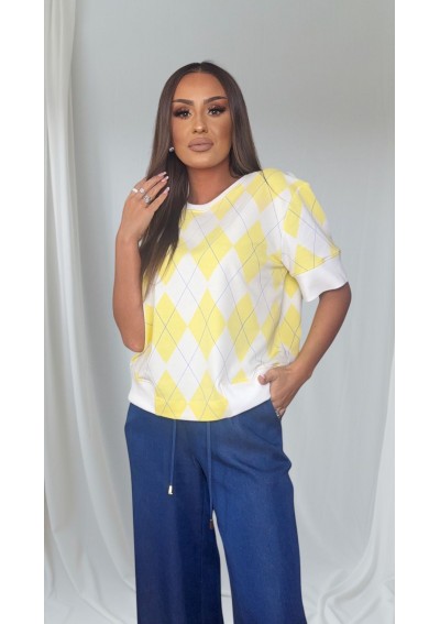 Bluzka w biało-żółte romby...