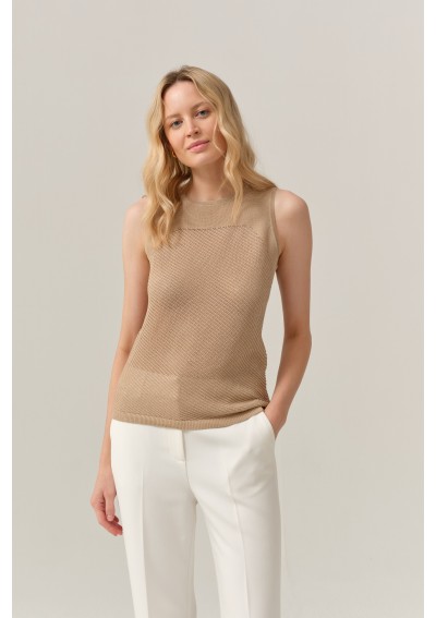 Beżowy top FERIA z...