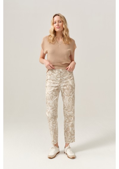 Spodnie w beżowy wzór FERIA...