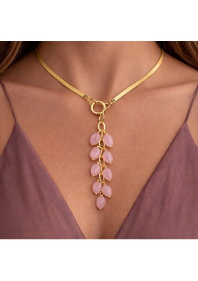 Naszyjnik z kwarcem różowym...