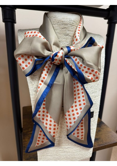 Krawatka beżowa w groszki z...